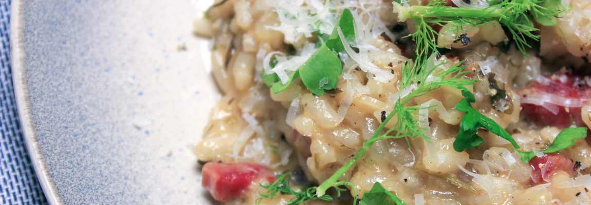 RISOTTO MET ABDIJBIER, CHORIZO EN VENKEL