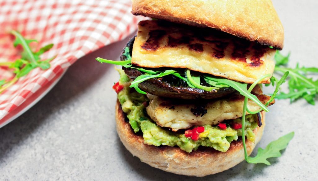 PORTOBELLOBURGERS MET HALLOUMI Flambe